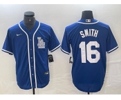 Men's Los Angeles Dodgers #16 Will Smith Blue Cool Base Stitched Baseball Jersey