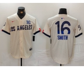 Men's Los Angeles Dodgers #16 Will Smith Cream 2024 City Connect Limited Stitched Jersey