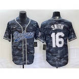 Men's Los Angeles Dodgers #16 Will Smith Gray Camo Cool Base With Patch Stitched Baseball Jersey