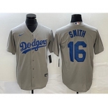 Men's Los Angeles Dodgers #16 Will Smith Grey Stitched Cool Base Nike Jersey