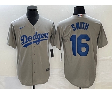 Men's Los Angeles Dodgers #16 Will Smith Grey Stitched Cool Base Nike Jersey