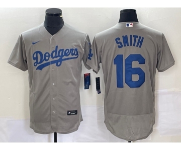 Men's Los Angeles Dodgers #16 Will Smith Grey Stitched Flex Base Nike Jersey