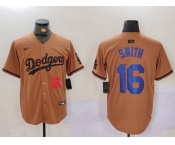 Men's Los Angeles Dodgers #16 Will Smith NUmber Olive Cool Base Limited Stitched Jersey