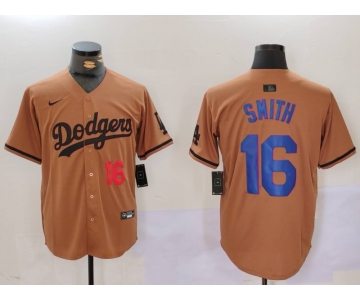 Men's Los Angeles Dodgers #16 Will Smith NUmber Olive Cool Base Limited Stitched Jersey