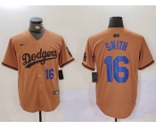 Men's Los Angeles Dodgers #16 Will Smith NUmber Olive Cool Base Limited Stitched Jerseys