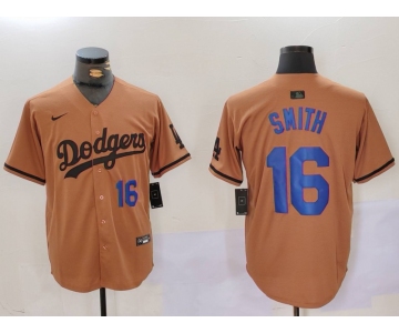 Men's Los Angeles Dodgers #16 Will Smith NUmber Olive Cool Base Limited Stitched Jerseys