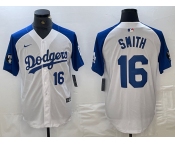 Men's Los Angeles Dodgers #16 Will Smith Number White Blue Fashion Stitched Cool Base Limited Jerseys