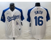 Men's Los Angeles Dodgers #16 Will Smith White Blue Fashion Stitched Cool Base Limited Jerseys