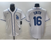 Men's Los Angeles Dodgers #16 Will Smith White Cool Base Stitched Baseball Jersey