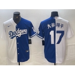 Men's Los Angeles Dodgers #17 大谷翔平 White Blue Two Tone Stitched Baseball Jersey