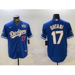 Men's Los Angeles Dodgers #17 Shohei Ohtani 2024 World Series Champions Cool Base Stitched Baseball Jersey