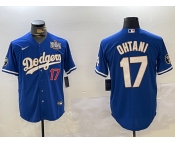 Men's Los Angeles Dodgers #17 Shohei Ohtani 2024 World Series Champions Cool Base Stitched Baseball Jersey