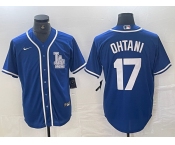 Men's Los Angeles Dodgers #17 Shohei Ohtani Blue Cool Base Stitched Baseball Jersey