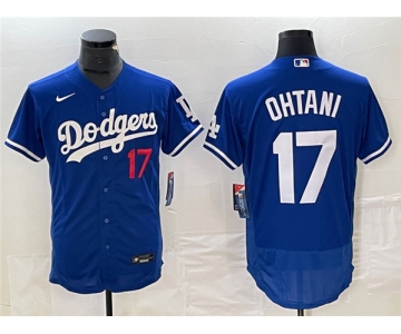 Men's Los Angeles Dodgers #17 Shohei Ohtani Blue Flex Base Stitched Baseball Jersey