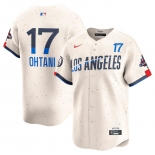 Men's Los Angeles Dodgers #17 Shohei Ohtani Cream 2024 World Series Champions City Connect Limited Stitched Baseball Jersey