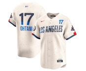 Men's Los Angeles Dodgers #17 Shohei Ohtani Cream 2024 World Series Champions City Connect Limited Stitched Baseball Jersey