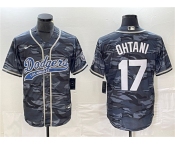 Men's Los Angeles Dodgers #17 Shohei Ohtani Gray Camo Cool Base With Patch Stitched Jersey