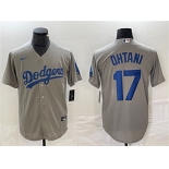 Men's Los Angeles Dodgers #17 Shohei Ohtani Gray Cool Base Stitched Jersey