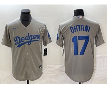 Men's Los Angeles Dodgers #17 Shohei Ohtani Gray Cool Base Stitched Jersey