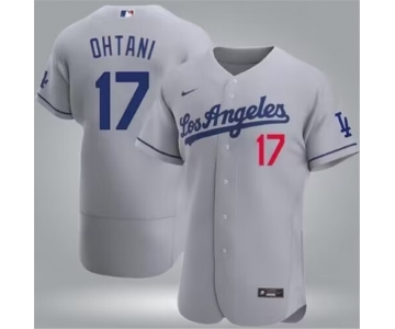 Men's Los Angeles Dodgers #17 Shohei Ohtani Gray Flex Base Stitched Baseball Jersey