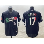 Men's Los Angeles Dodgers #17 Shohei Ohtani Mexico Black Cool Base Stitched Baseball Jersey