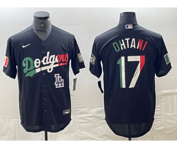 Men's Los Angeles Dodgers #17 Shohei Ohtani Mexico Black Cool Base Stitched Baseball Jersey