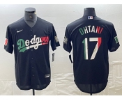 Men's Los Angeles Dodgers #17 Shohei Ohtani Mexico Black Cool Base Stitched Baseball Jerseys