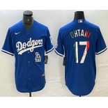 Men's Los Angeles Dodgers #17 Shohei Ohtani Mexico Blue Cool Base Stitched Jersey