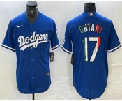 Men's Los Angeles Dodgers #17 Shohei Ohtani Mexico Blue Cool Base Stitched Jerseys