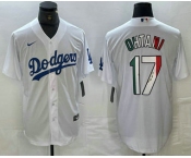 Men's Los Angeles Dodgers #17 Shohei Ohtani Mexico White Cool Base Stitched Jersey