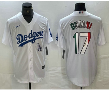 Men's Los Angeles Dodgers #17 Shohei Ohtani Mexico White Cool Base Stitched Jerseys