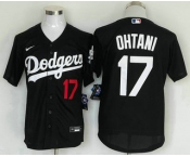 Men's Los Angeles Dodgers #17 Shohei Ohtani Number Black Stitched Cool Base Nike Jersey