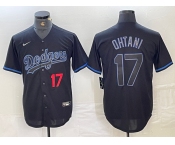 Mens Los Angeles Dodgers #17 Shohei Ohtani Number Lights Out Black Fashion Stitched Cool Base Nike Jersey