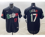 Men's Los Angeles Dodgers #17 Shohei Ohtani Number Mexico Black Cool Base Stitched Baseball Jerseys