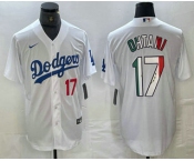 Men's Los Angeles Dodgers #17 Shohei Ohtani Number Mexico White Cool Base Stitched Jersey