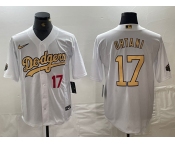 Men's Los Angeles Dodgers #17 Shohei Ohtani Number White 2022 All Star Stitched Cool Base Nike Jersey