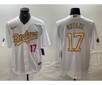 Men's Los Angeles Dodgers #17 Shohei Ohtani Number White 2022 All Star Stitched Cool Base Nike Jersey