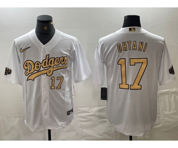 Men's Los Angeles Dodgers #17 Shohei Ohtani Number White 2022 All Star Stitched Cool Base Nike Jerseys