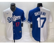 Men's Los Angeles Dodgers #17 Shohei Ohtani Number White Blue Two Tone Stitched Baseball Jersey