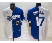 Men's Los Angeles Dodgers #17 Shohei Ohtani Number White Blue Two Tone Stitched Baseball Jerseys