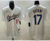 Men's Los Angeles Dodgers #17 Shohei Ohtani Number White Gold Championship Stitched Cool Base Nike Jersey