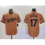 Men's Los Angeles Dodgers #17 Shohei Ohtani Olive Black Cool Base Limited Stitched Jersey