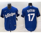 Men's Los Angeles Dodgers #17 Shohei Ohtani Royal City Connect Cool Base With Patch Stitched Baseball Jersey