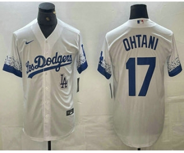 Men's Los Angeles Dodgers #17 Shohei Ohtani White 2021 City Connect Cool Base Stitched Jerseys