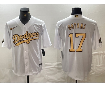 Men's Los Angeles Dodgers #17 Shohei Ohtani White 2022 All Star Stitched Cool Base Nike Jersey