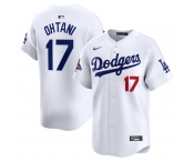 Men's Los Angeles Dodgers #17 Shohei Ohtani White 2024 World Series Champions Home Limited Stitched Baseball Jersey