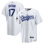 Men's Los Angeles Dodgers #17 Shohei Ohtani White 2024 World Series Champions Home Stitched Baseball Jersey