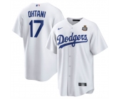 Men's Los Angeles Dodgers #17 Shohei Ohtani White 2024 World Series Cool Base Stitched Baseball Jersey