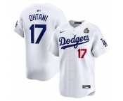 Men's Los Angeles Dodgers #17 Shohei Ohtani White 2024 World Series Home Limited Cool Base Stitched Baseball Jersey