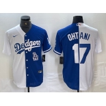 Men's Los Angeles Dodgers #17 Shohei Ohtani White Blue Two Tone Stitched Baseball Jersey